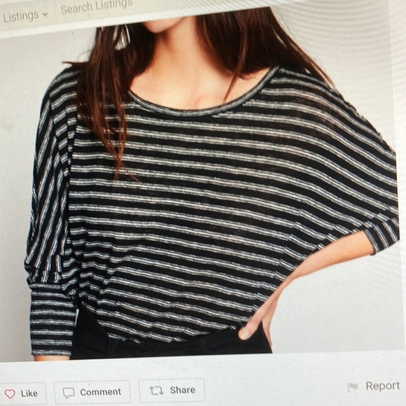 Joie Shugusa linen jersey striped boxy slouchy dolman sleeves top blouse S - Picture 1 of 4